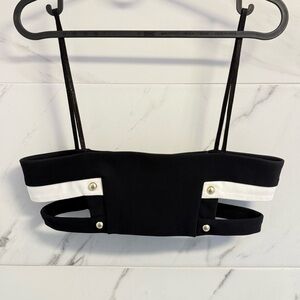 Anthony Vaccarello Black & White Square Neckline Crop Top